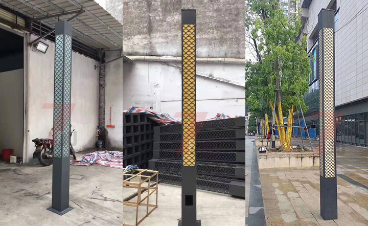 (QDJGDZ-015)公园景区3米-5米LED方形糖心APP下载汅API免费新版下载入口柱生产实拍