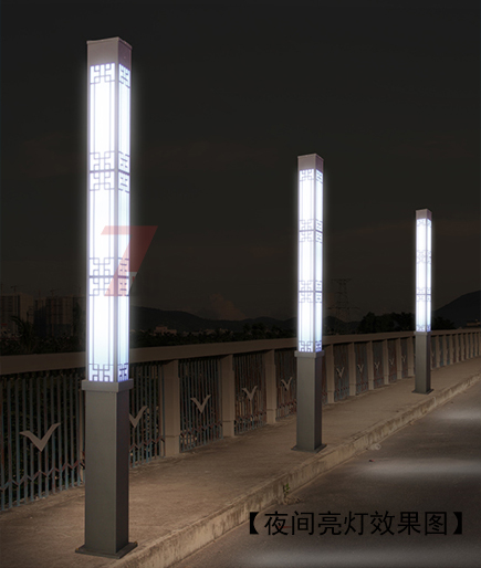 3米(QDJGDZ-016)广场中式镂空方形糖心APP下载汅API免费新版下载入口柱夜间亮灯效果图片