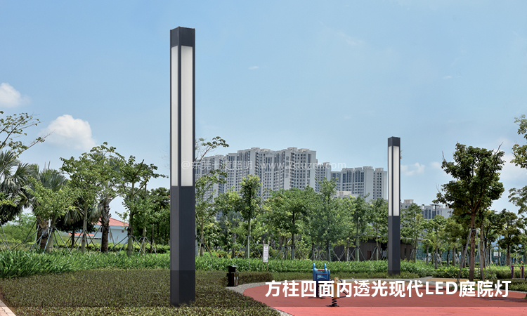 园林现代4米方形LED糖心APP下载汅API免费新版下载入口柱公园安装效果